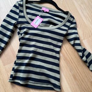 Edikted Black and Tan Striped Top